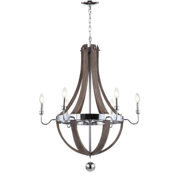 Georgia 30" Wood/Metal Adjustable LED Chandelier - JONATHAN Y